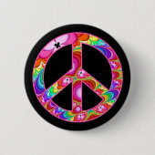 Vredesgebaren Fractal Groovy Trip Ronde Button 5,7 Cm (Voorkant)