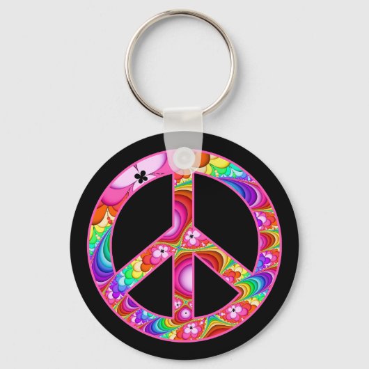 Vredesgebaren Fractal Groovy Trip Sleutelhanger (Voorkant)