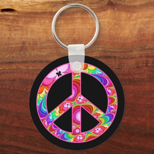 Vredesgebaren Fractal Groovy Trip Sleutelhanger (Voorkant)