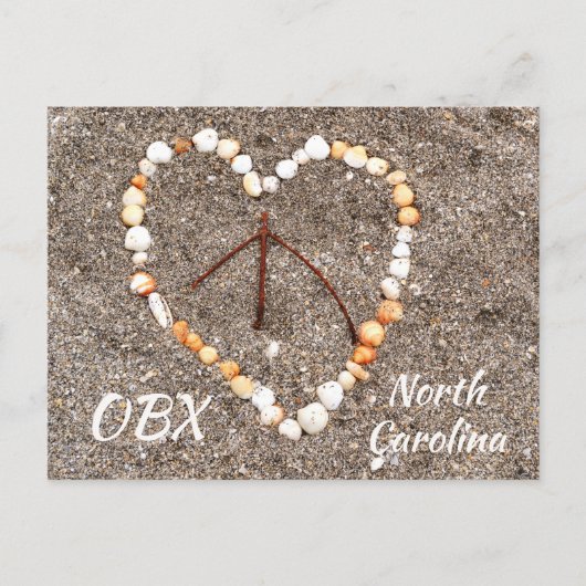 Vredesgebarentaal hart zeeshells OBX NC Briefkaart (Voorkant)