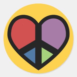 Vredesgebarentaal in een hartverscheurder ronde sticker