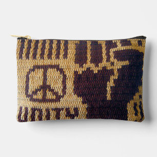 Vredesgebarentaal Unity vuist bruine Artisan Croch Etui