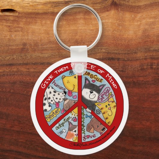 Vredesgebarentaal voor dieren sleutelhanger (Voorkant)