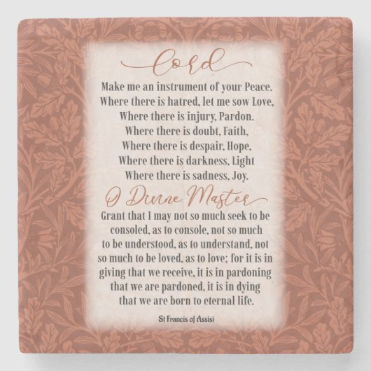 Vredesgebed - St Francis of Assisi Stenen Onderzetter (Voorkant)