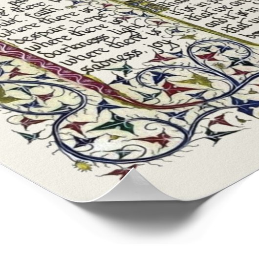 Vredesgebed van St. Francis van Assisi Poster (Hoek)