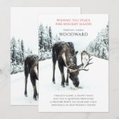 Vredesgedicht met eland in winterse sneeuw feestdagenkaart (Voorkant / Achterkant)