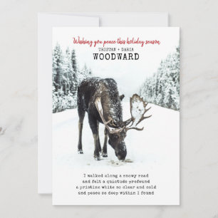 Vredesgedicht met Eland in Winterse Sneeuwsfeer Feestdagenkaart