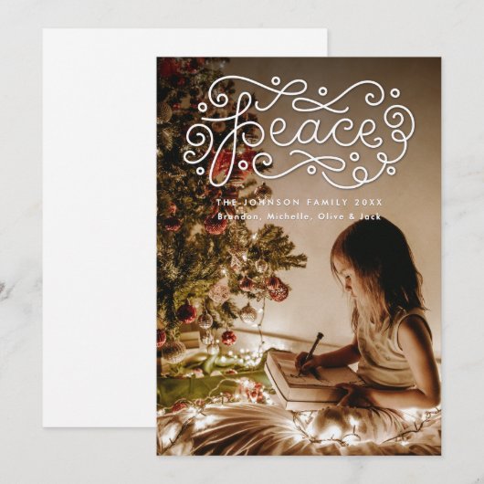 Vredeshand met de hand geschreven foto feestdagenkaart (Voorkant / Achterkant)