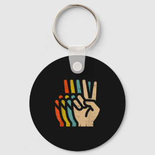Vredeshand Retro Kleuren Vintage 70s Hipe Mannen V Sleutelhanger