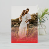 Vredeshandschrift rood folie feestdagenkaart (Staand Voorkant)