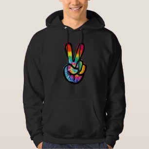 Vredeshandteken Tie Dye Hippie Kostuum 60s 70s Hoodie
