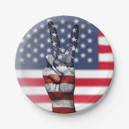 Vredeshandtekeningen met VS-vlag Papieren Bordje (Voorkant)