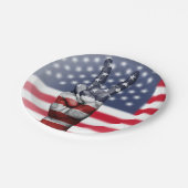 Vredeshandtekeningen met VS-vlag Papieren Bordje (Gekanteld)