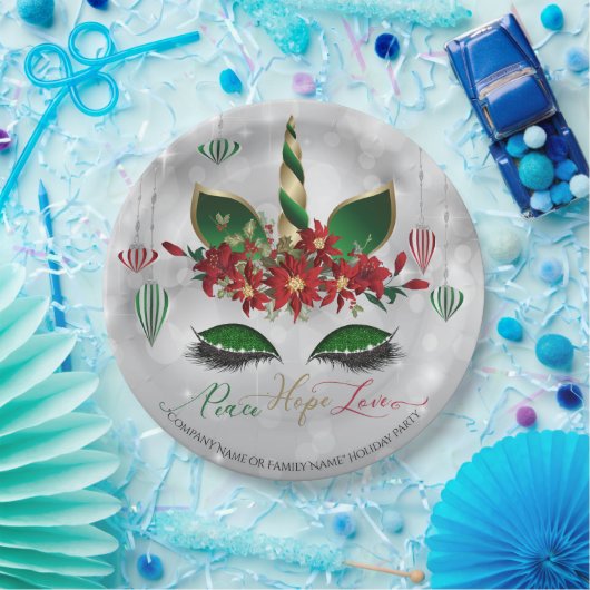 Vredeshoop en liefdesfeestdag Unicorn Face Papieren Bordje (Feest)