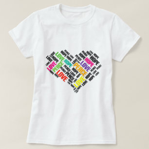 VREDESHOPE - Stijlvolle Word Cloud T-shirt