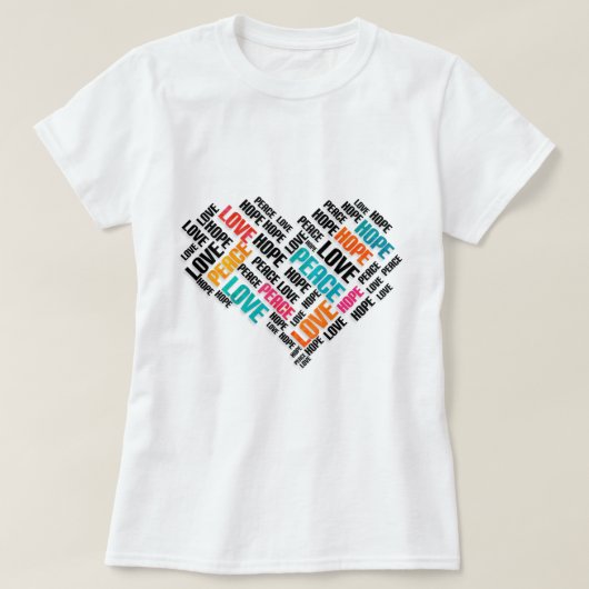 VREDESHOPE - Stijlvolle Word Cloud T-shirt (Design voorkant)