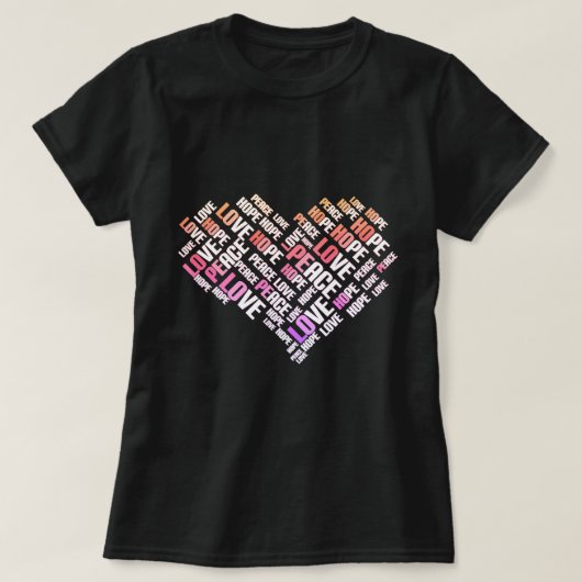 VREDESHOPE - Stijlvolle Word Cloud T-shirt (Design voorkant)