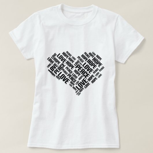 VREDESHOPE - Stijlvolle Word Cloud T-shirt (Design voorkant)
