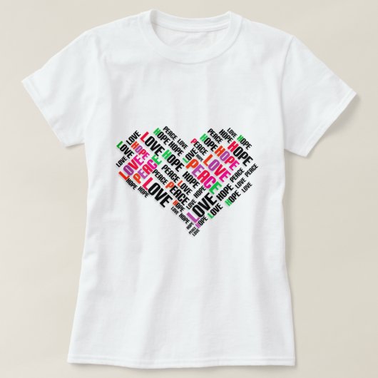 VREDESHOPE - Stijlvolle Word Cloud T-shirt (Design voorkant)