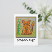 Vredeskat met bloemen briefkaart (Staand voorkant)