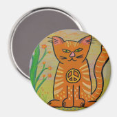 Vredeskat met bloemen magneet (Voorkant / Achterkant)