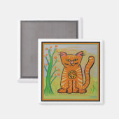 Vredeskat met bloemen magneet (Voorkant / Achterkant)