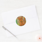 Vredeskat met bloemen ronde sticker (Envelop)