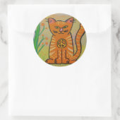 Vredeskat met bloemen ronde sticker (Tas)