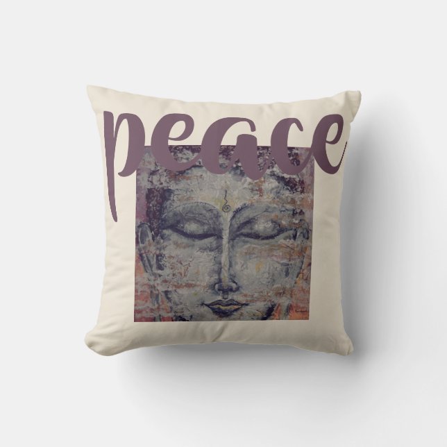 Vredeskleurig boeddha Waterverf Art Sierkussen (Voorkant)
