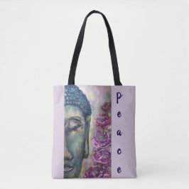 Vredeskleurige boeddha Face Waterverf Art Canvas t Tote Bag