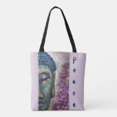Vredeskleurige boeddha Face Waterverf Art Canvas t Tote Bag (Achterkant)