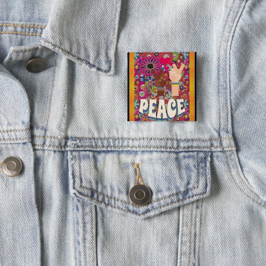 Vredesknop Vierkante Button 5,1 Cm (In situ)