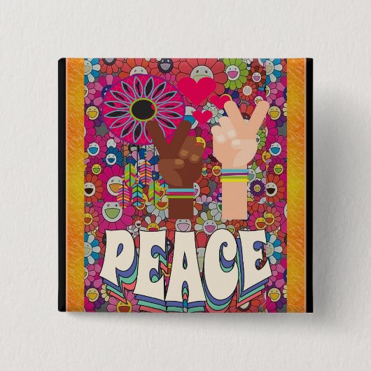 Vredesknop Vierkante Button 5,1 Cm (Voorkant)