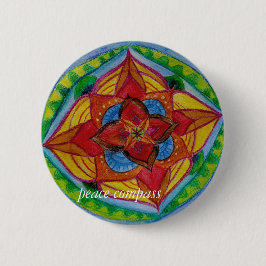 Vredeskompas Mandala Ronde Badge Button 5,7 Cm
