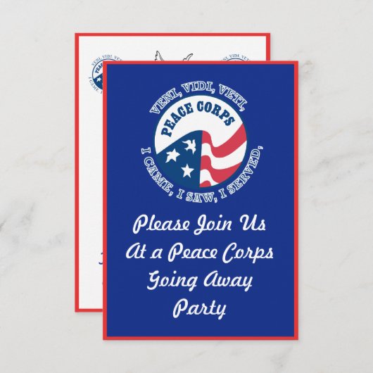 Vredeskorps dat een partijuitnodiging afwijst kaart (Voorkant / Achterkant)