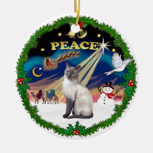 Vredeskrans - Blue Point Siamese Keramisch Ornament (Voorkant)