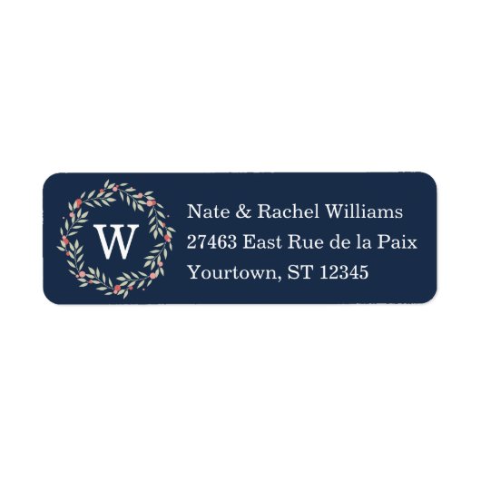 Vredeskrans | Marine Monogram Custom Etiket (Voorkant)