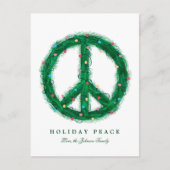 Vredeskrans met kerstverlichting feestdagenkaart (Voorkant)