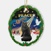 Vredeskrans - Zwarte Perzische kat Keramisch Ornament (Links)