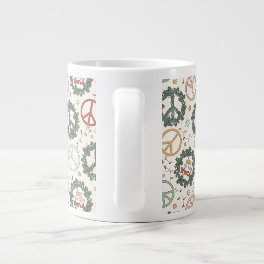 Vredeskransen en vreugde voor het wereldpatroon grote koffiekop (Achterkant)