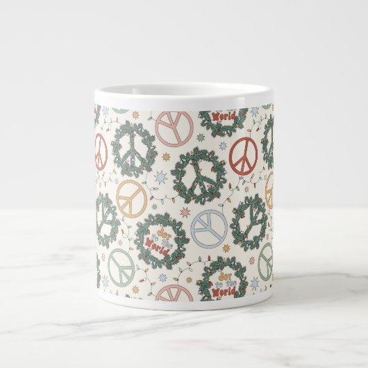 Vredeskransen en vreugde voor het wereldpatroon grote koffiekop (Voorkant)
