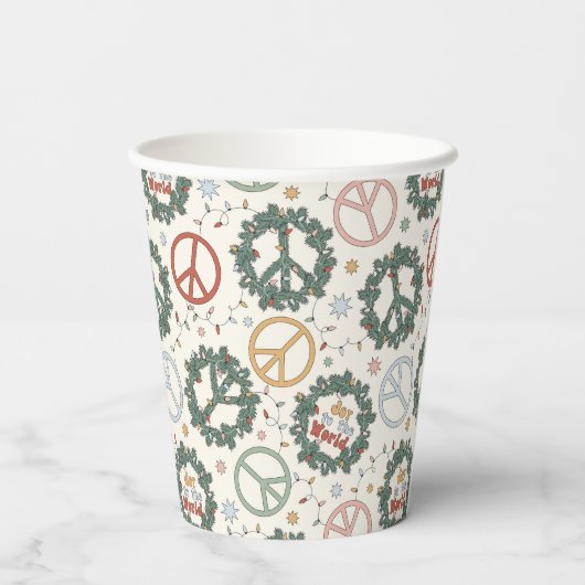 Vredeskransen en vreugde voor het wereldpatroon papieren bekers (Achterkant)