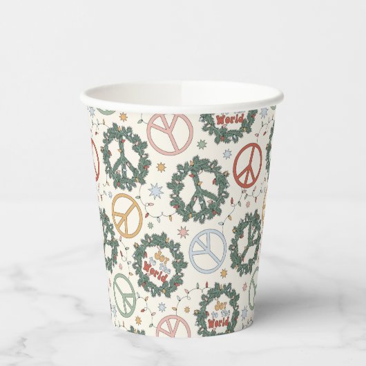 Vredeskransen en vreugde voor het wereldpatroon papieren bekers (Links)