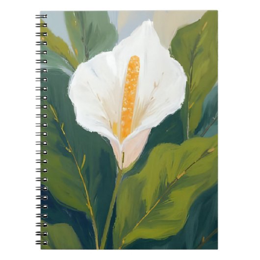 Vredeslelie Bloem Aquarel Schildering Notitieboek (Voorkant)