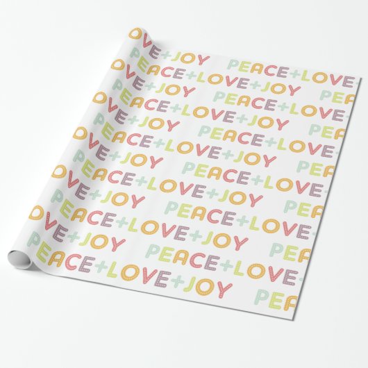 VREDESLICHTING JOY TYPOGRAPHY FEESTDAGEN FESTIVE CADEAUPAPIER (Uitgerold)