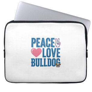 Vredesliefde Bulldog Vintage Hond Shirt Ontwerp Laptop Sleeve