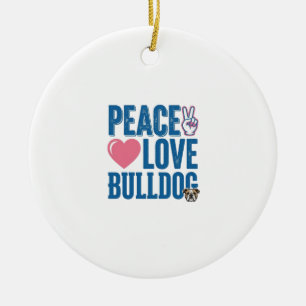 Vredesliefde Bulldog Vintage Hond T-shirt Ontwerp Keramisch Ornament