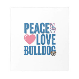 Vredesliefde Bulldog Vintage Hond T-shirt Ontwerp Notitieblok