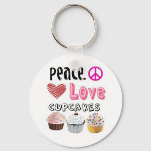 vredesliefde en cupcakes sleutelhanger