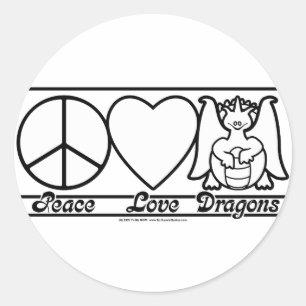 Vredesliefde en dragons ronde sticker